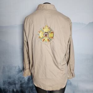Disney Beige Button Down Shirt with Sunburst Design
